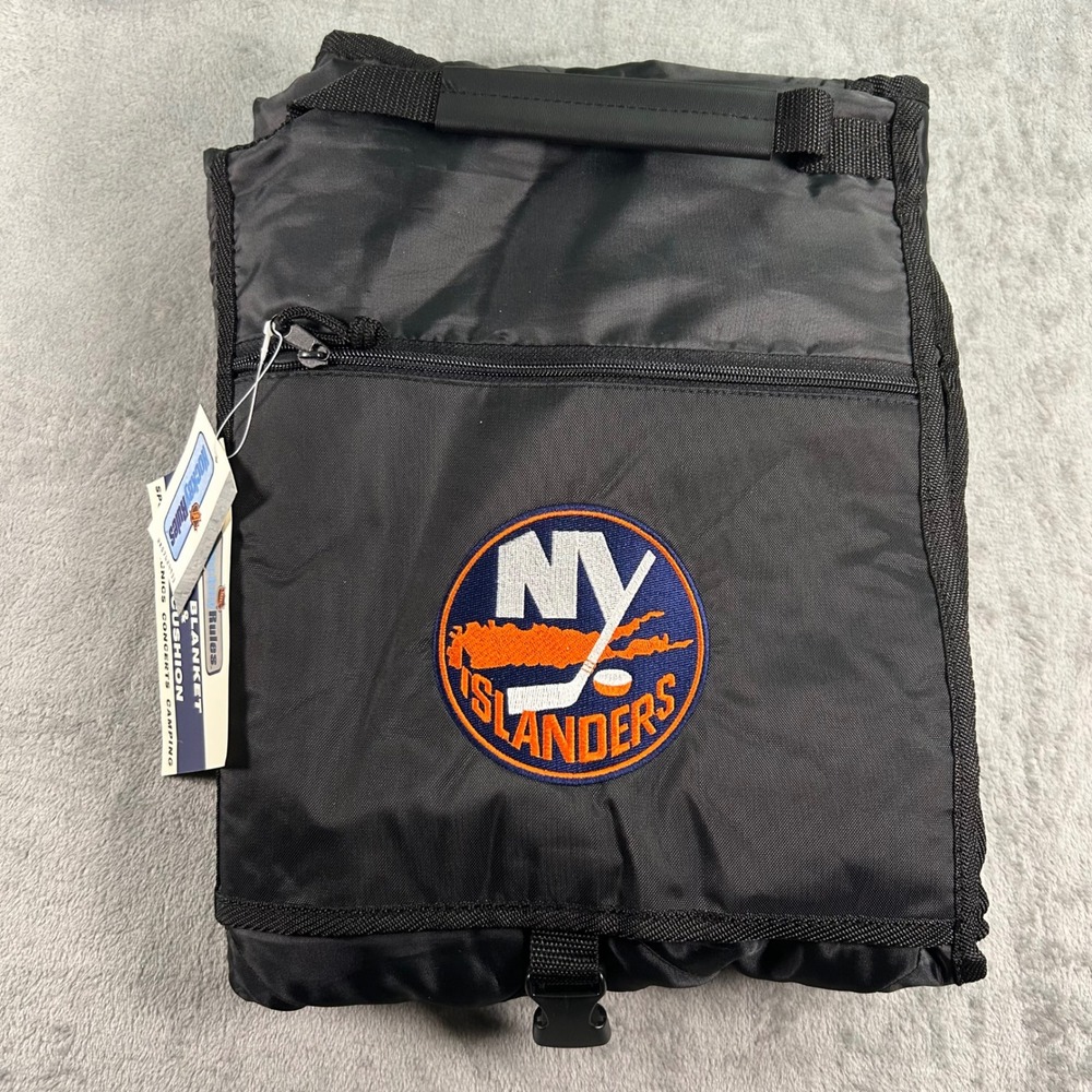 New York Islanders NHL Arena Blanket Seat Cushion Hockey Rules Black Plaid NWT